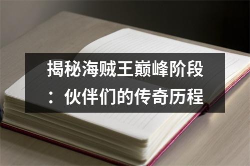 揭秘海贼王巅峰阶段：伙伴们的传奇历程