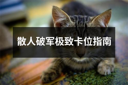散人破军极致卡位指南